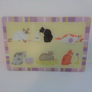 Vintage Cats Kittens Tempered Glass Kitchen Cutting Board Decor